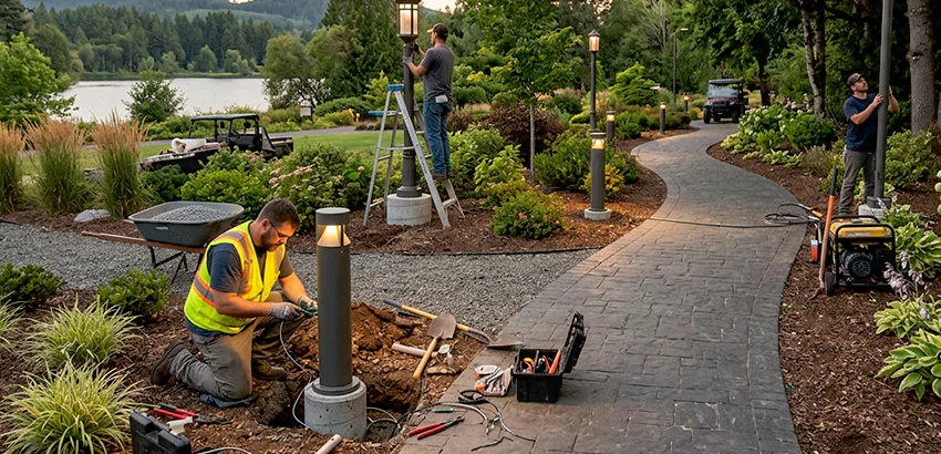 Landscape Post, Pole, and Bollard Lighting Installation in Holly Springs